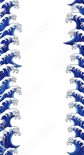Seamless pattern of blue ocean waves on a white background