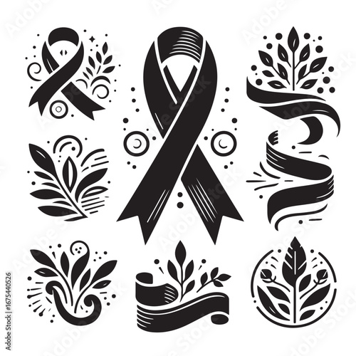 Ribbon Label Emblem Retro Silhouette