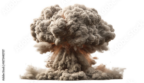 Tan And Grey Mushroom Cloud Explosion On Transparent Background
