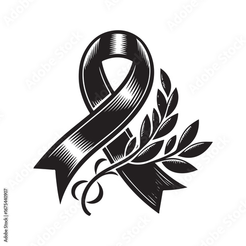 Ribbon Label Emblem Retro Silhouette