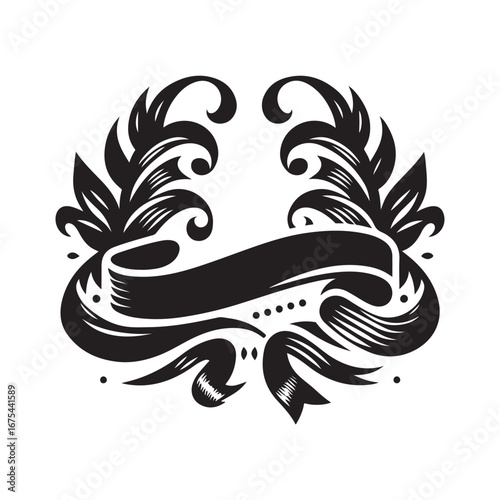 Ribbon Label Emblem Retro Silhouette