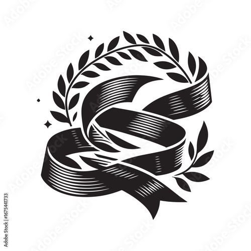 Ribbon Label Emblem Retro Silhouette