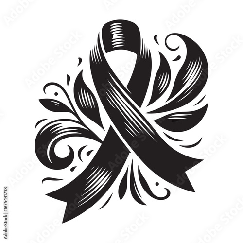 Ribbon Label Emblem Retro Silhouette