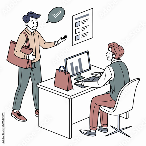 Dissatisfied Customer Complaining to a Businessman at an Office Desk