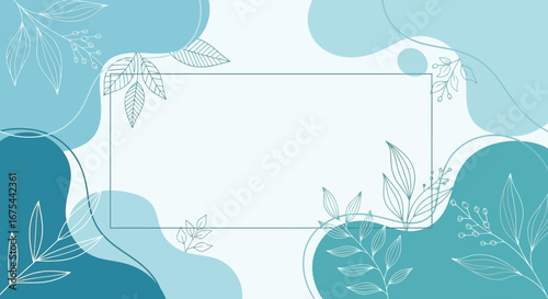 Abstract Fluid Shapes with Botanical Accents for Modern Background Design