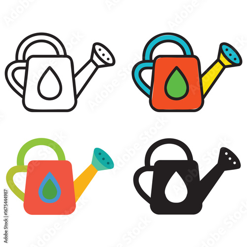 Watering Can icon set. gardening tools icons.