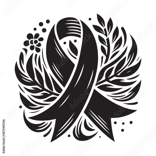 Ribbon Label Emblem Retro Silhouette
