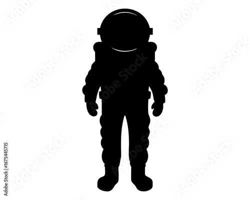 Full body silhouette of an astronaut in a space suit standing