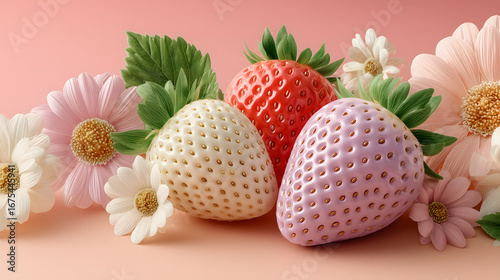 Easter eggs and tulips with flowers