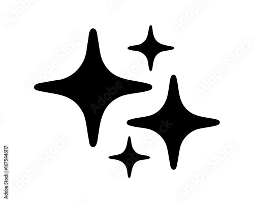 Stylized black stars on a white background evoking cleanliness and purity