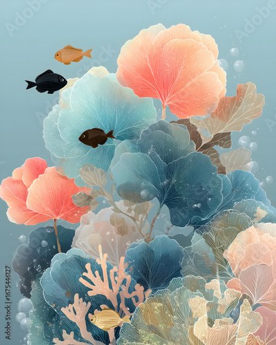 Sea anemone flowers in water