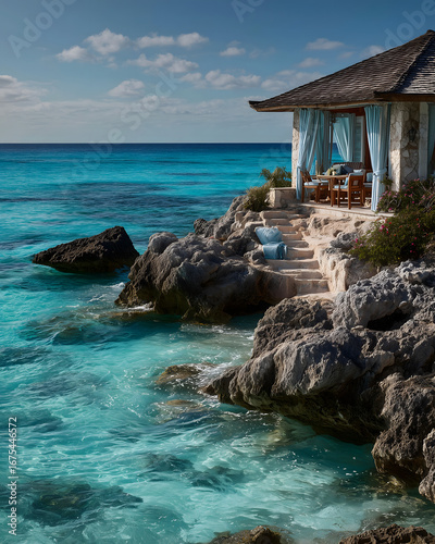 A tropical Thai coastline with turquoise waves lapping against sandy shores under a clear summer sky