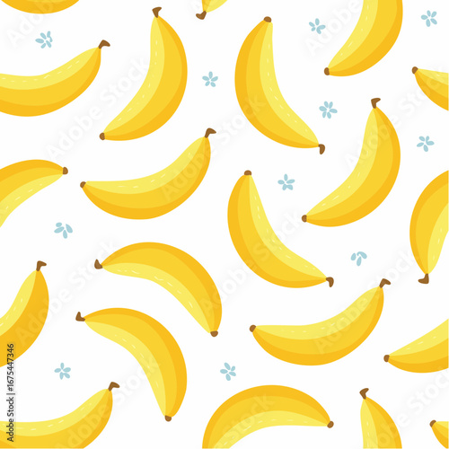 Vector seamless yellow banana pattern. Trendy hand drawn texture. Modern abstract design for pape