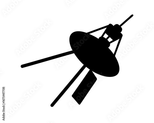 Silhouette of a Spacecraft or Satellite with Various Antennas and Panels