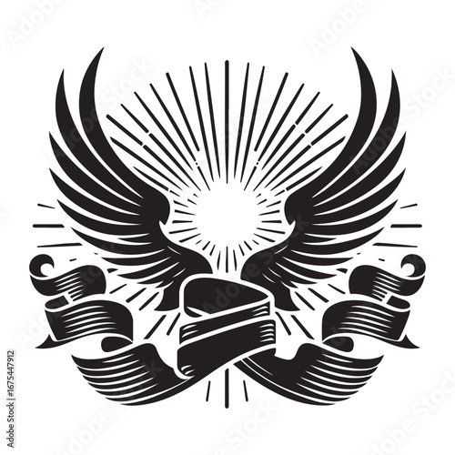 Ribbon Label Emblem Retro Silhouette