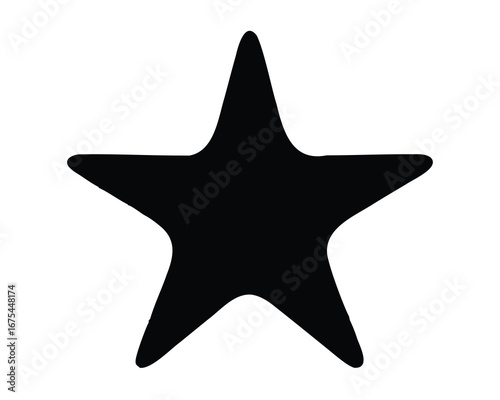 Bold black star with rounded edges on a white background simple art