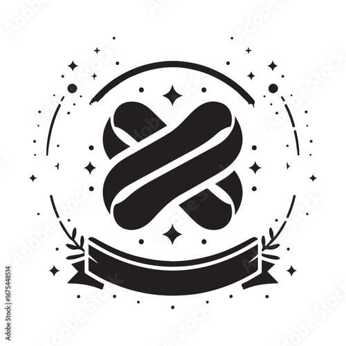 Ribbon Label Emblem Retro Silhouette