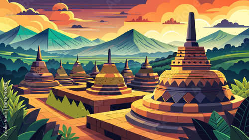 Borobudur, Indonesia
Tiered terraces adorned with carved stone reliefs spiral upward toward the sky, crowned by stupas, Borobudur radiates spiritual harmony and artistic brilliance amidst Java’s lush 
