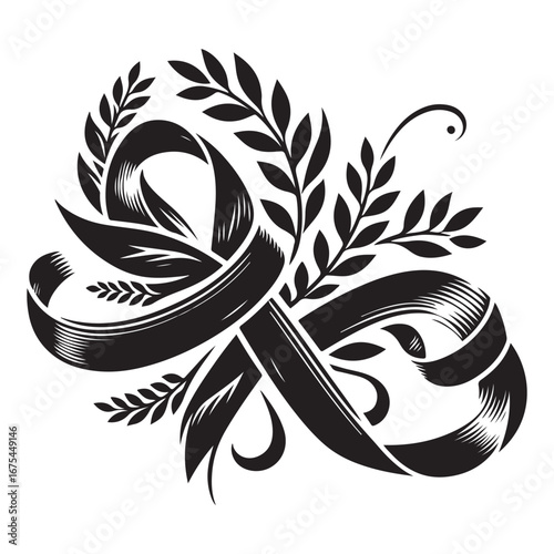 Ribbon Label Emblem Retro Silhouette