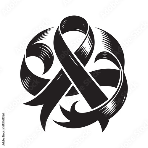 Ribbon Label Emblem Retro Silhouette