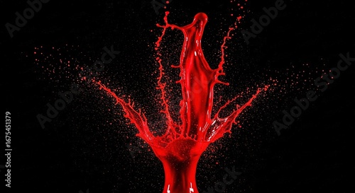 Crimson Paint Eruption: A Dynamic Splash Against the Void