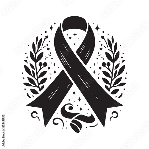 Ribbon Label Emblem Retro Silhouette