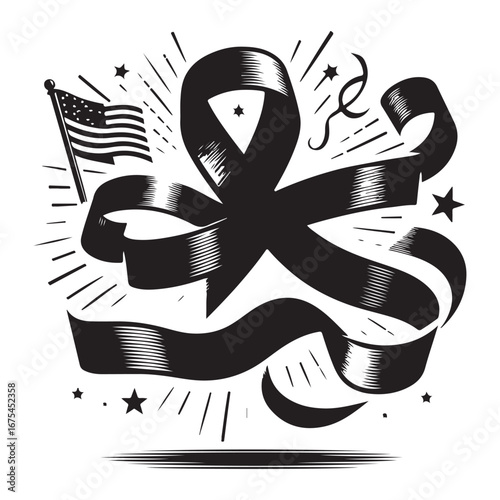 Ribbon Label Emblem Retro Silhouette