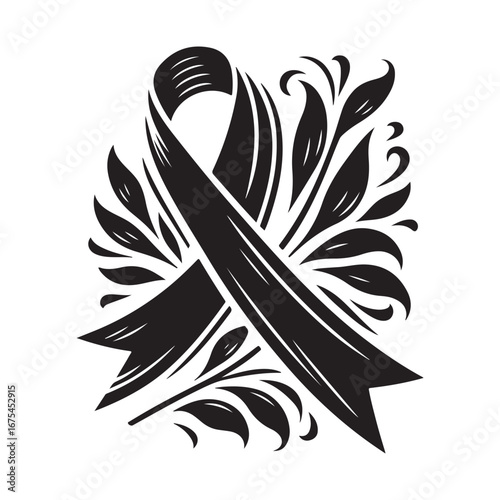 Ribbon Label Emblem Retro Silhouette