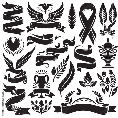 Ribbon Label Emblem Retro Silhouette