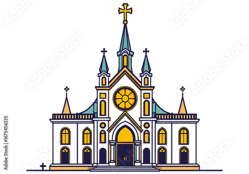 This Stunning New Transparent Background Vector Design Features an Amazing Church, Blending Traditional Architecture with a Contemporary Flair.