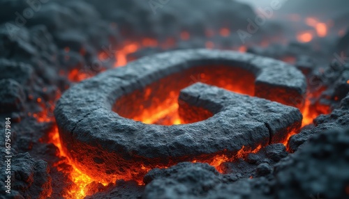 Wallpaper Mural Glowing letter G formed from stone in volcanic landscape Torontodigital.ca