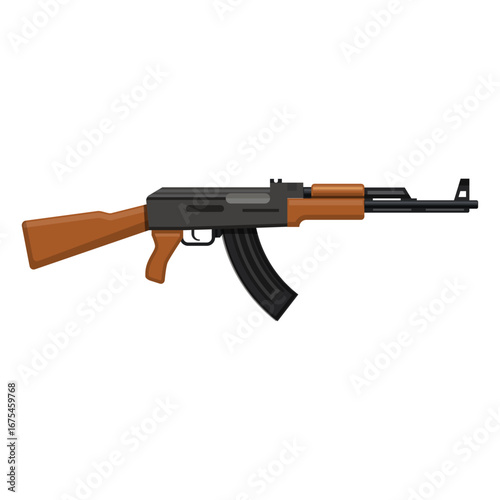 AK-47 Assault Rifle Detailed Vector Illustration