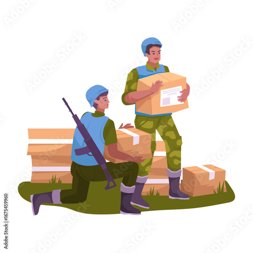 Peacekeepers Delivering Humanitarian Aid Supplies