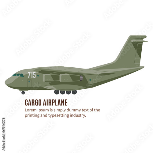 Cargo Airplane Illustration A Detailed View of the Military Transport Aircraft