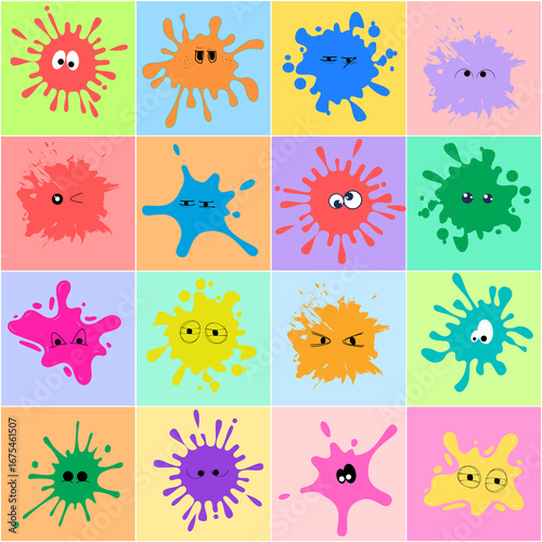 funny monsters ,eyes on splash spot with colorful background