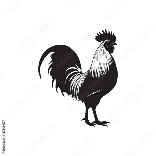 rooster isolated on white background realistic illustration vector art.