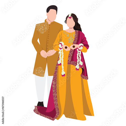 Indian Wedding Couple in Traditional Attire