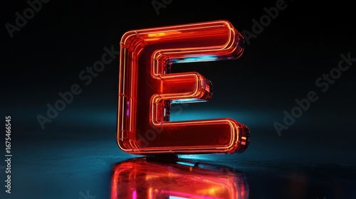 Glowing Neon Letter E.