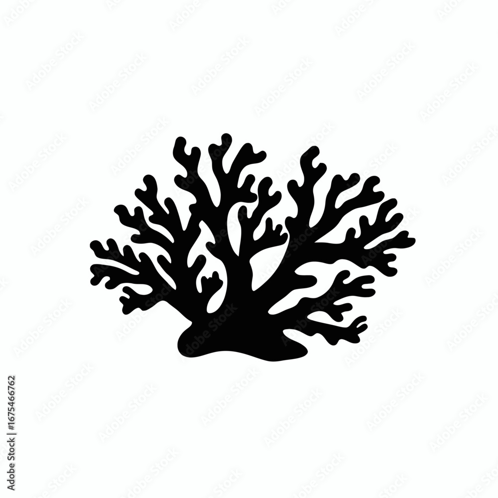 Naklejka premium Striking abstract coral formation contrasted in stark black and white silhouette
