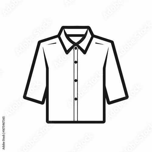 Short sleeved button down shirt minimalist vector line art style silhouette