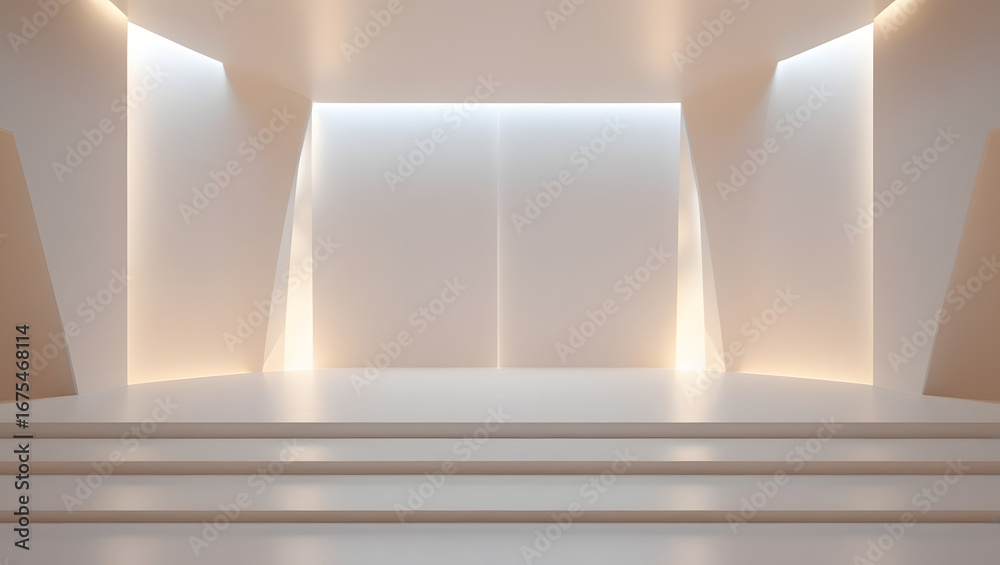 Obraz premium Modern Minimalist Interior with Staircase and Lighting