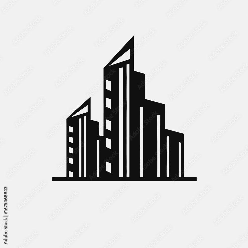 Fototapeta premium Striking skyscrapers rise against a neutral backdrop, creating a modern city silhouette