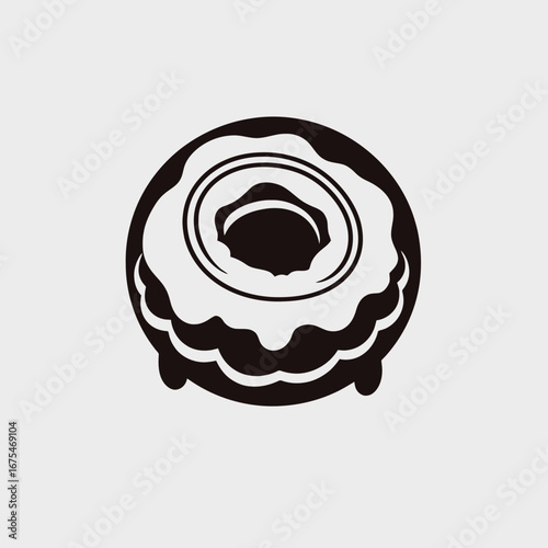 Delicious frosted donut, simple graphic food temptation silhouette