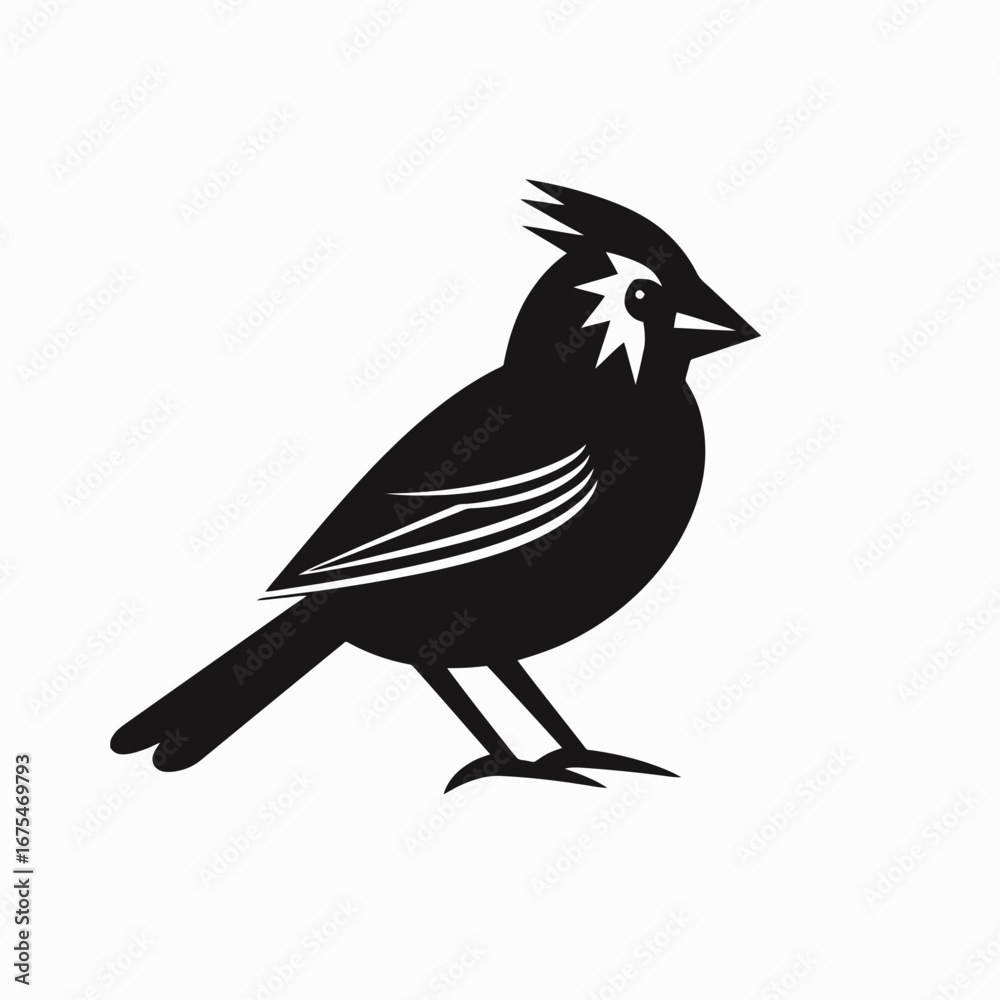 Fototapeta premium Simple and striking Northern Cardinal bird illustration vector art silhouette
