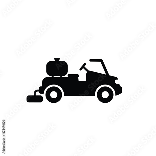 Black silhouette of a floor cleaning machine white