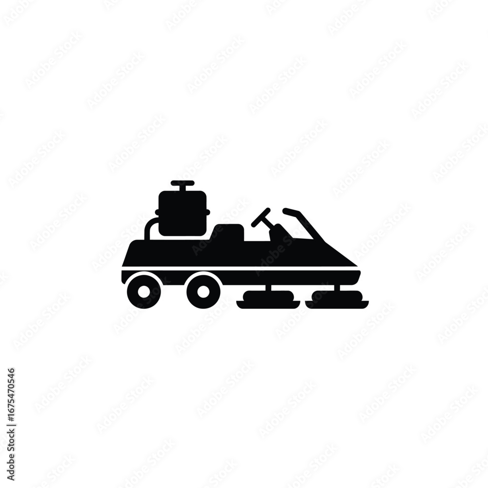 Fototapeta premium Black snow groomer vehicle icon machine transportation