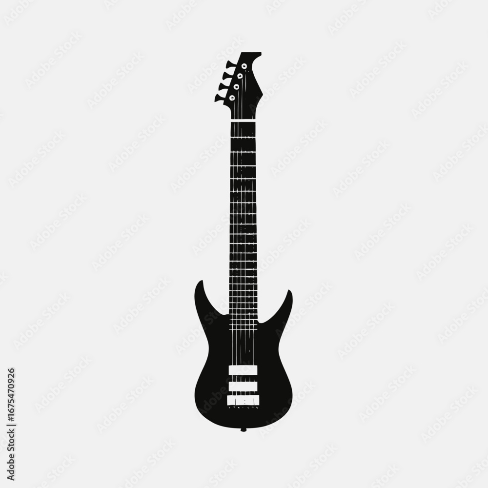 Naklejka premium Striking black electric guitar vector design concept artwork style silhouette