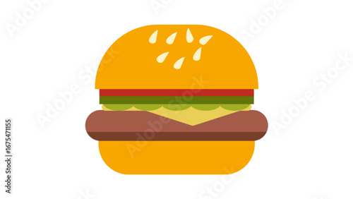 Flat design cheeseburger with lettuce and tomato