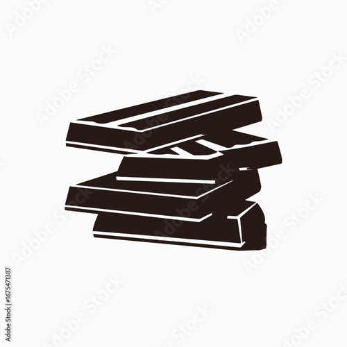 Stacked golden treasure of ingot bullion financial resources concept silhouette
