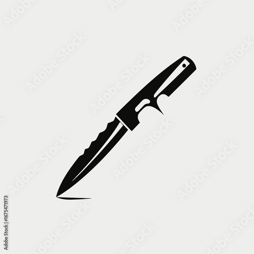 Sharp and formidable survival knife weapon black blade tool illustration silhouette
